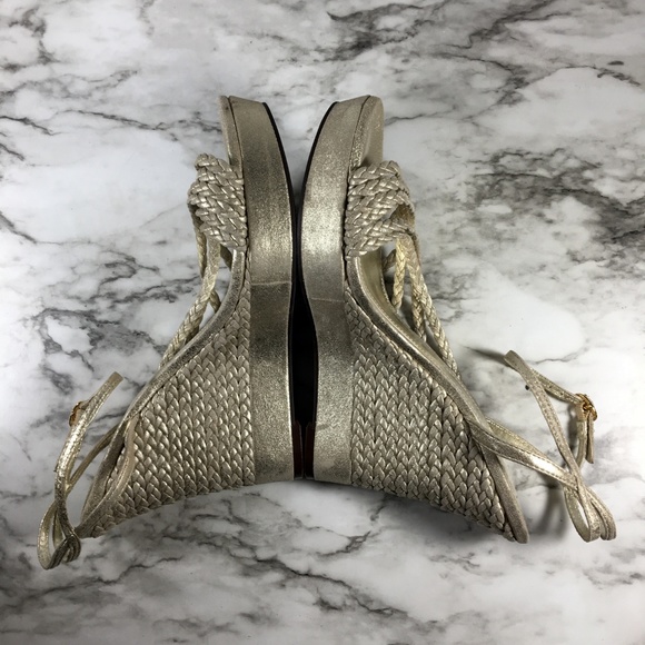 Lauren Ralph Lauren Gold Espadrille Wedge Sandals - Picture 3 of 8